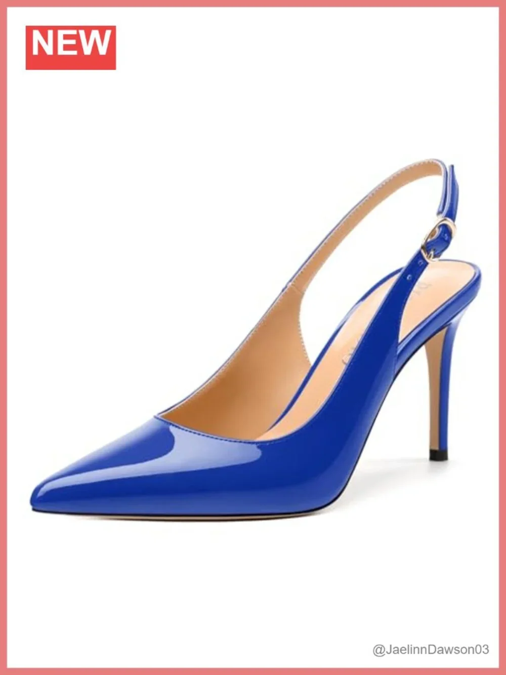 Women's Slingback Pumps Pointed Toe Stiletto High Heels Patent Shoes with